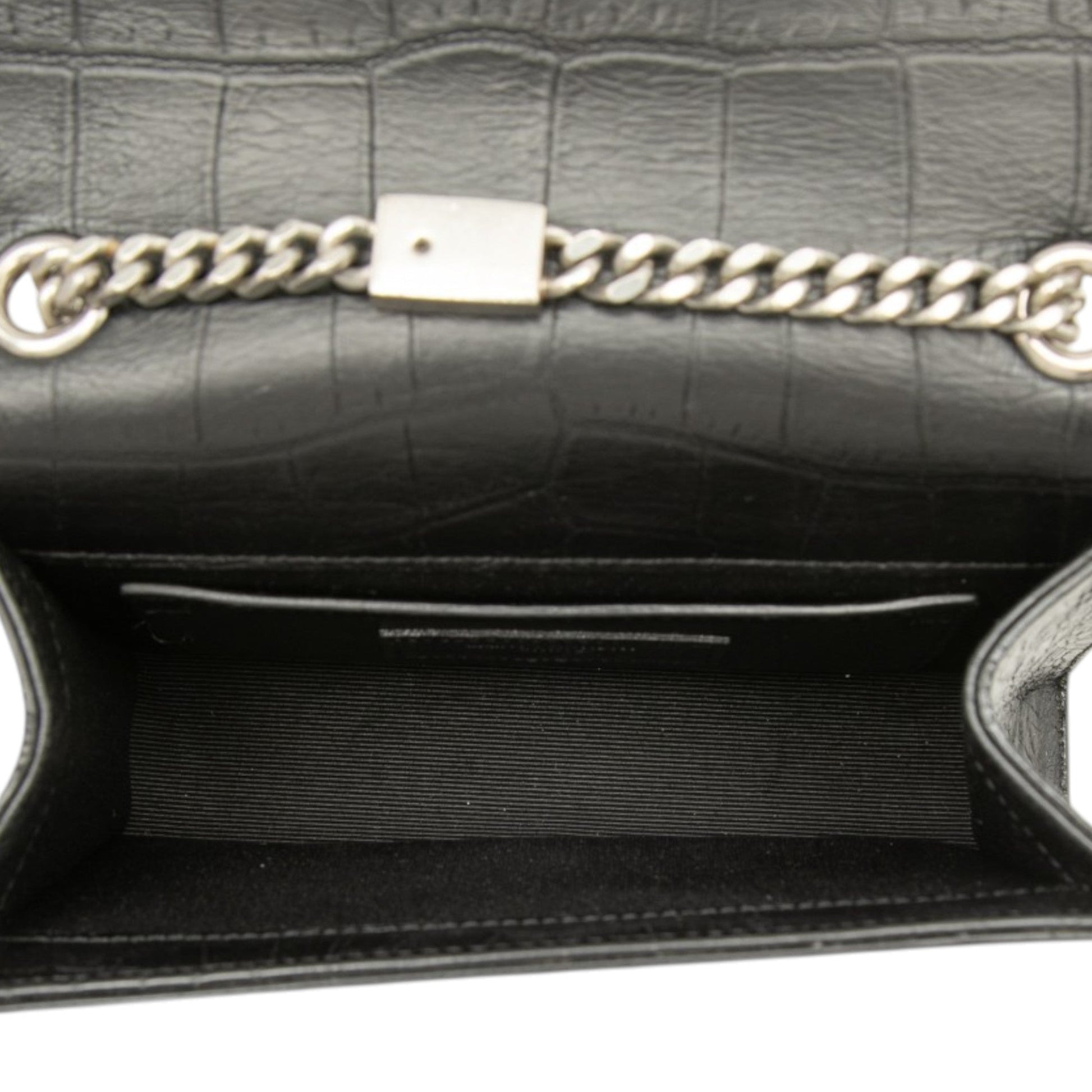 Saint Laurent Small Croc Embossed Leather Monogram Kate Tassel Crossbody