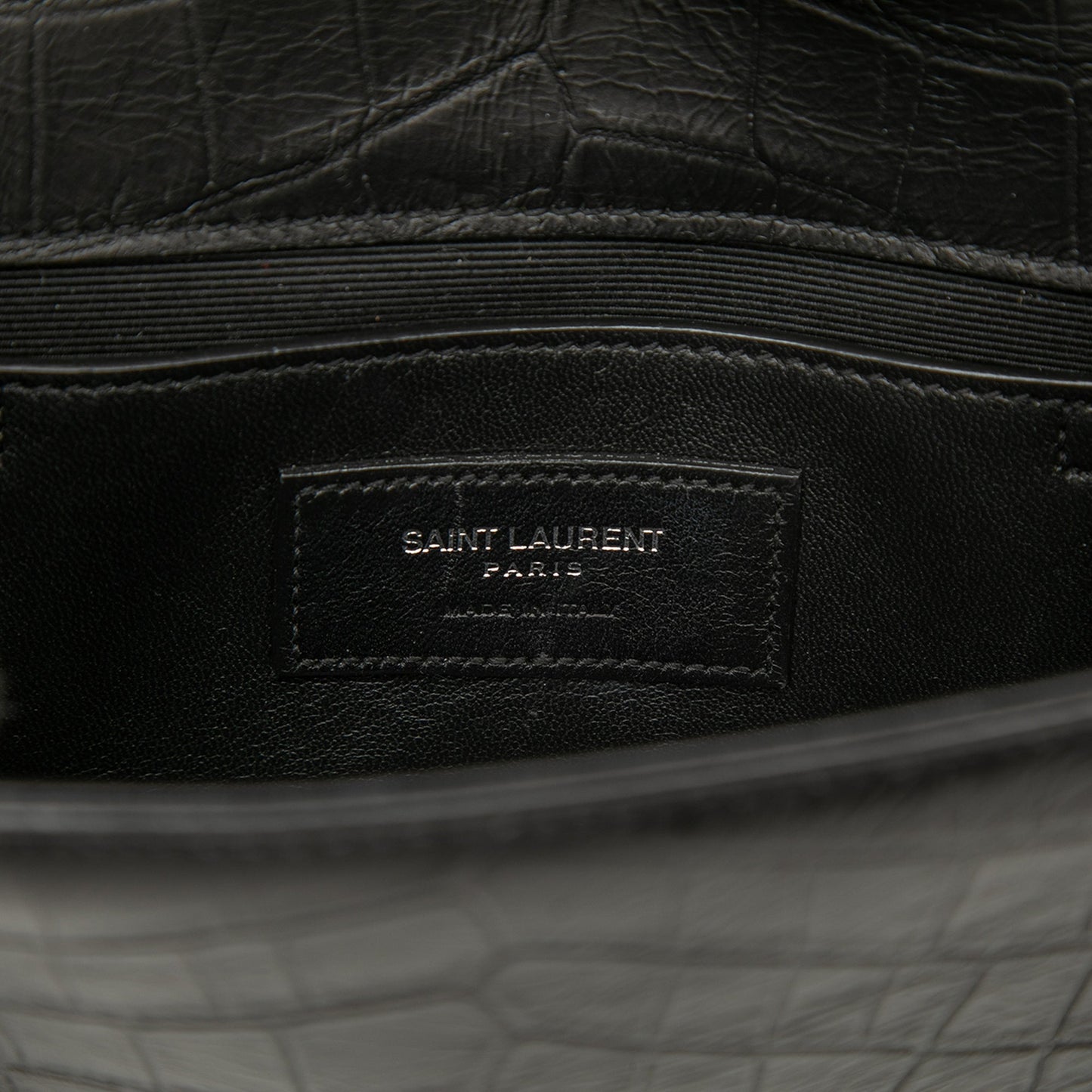 Saint Laurent Small Croc Embossed Leather Monogram Kate Tassel Crossbody