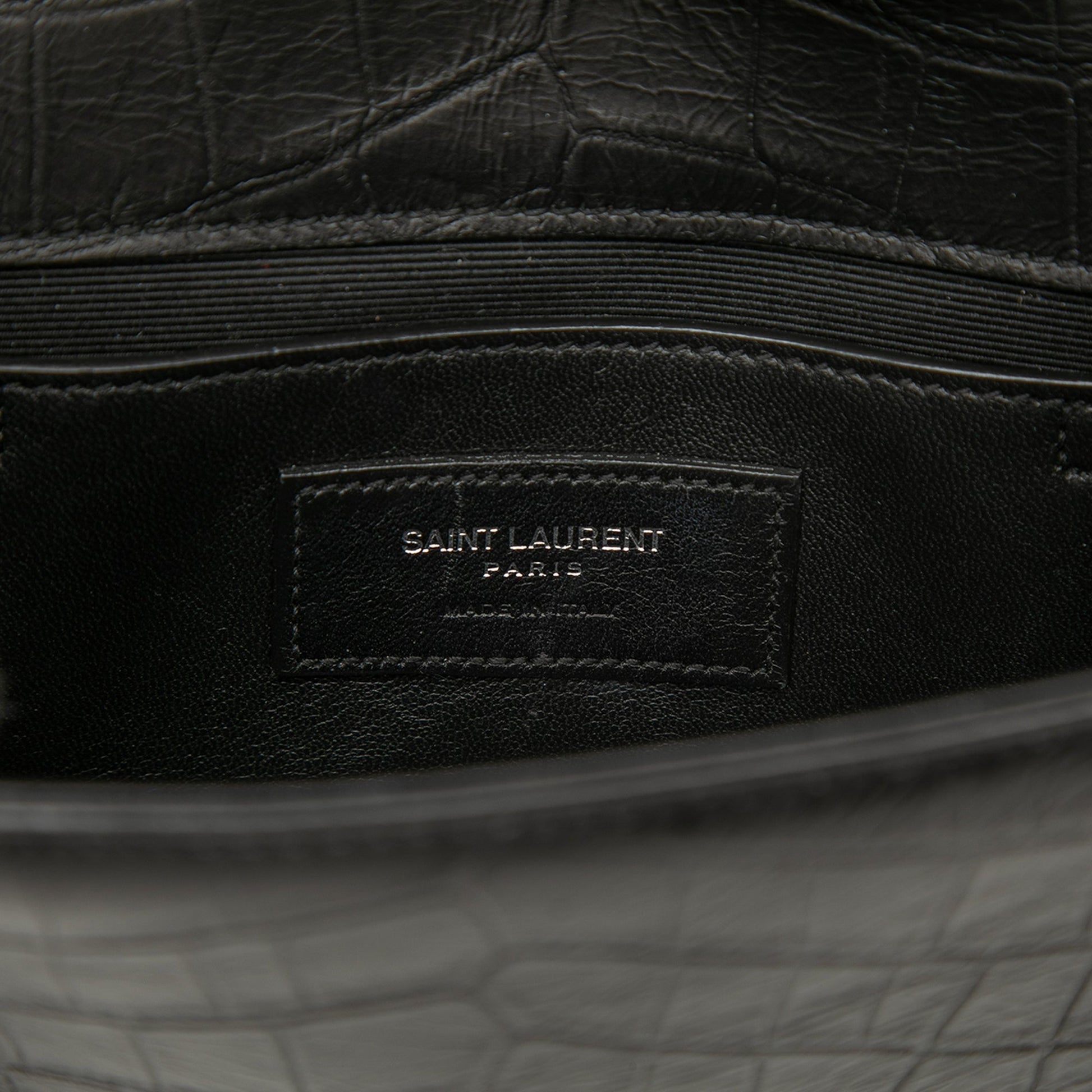 Saint Laurent Small Croc Embossed Leather Monogram Kate Tassel Crossbody