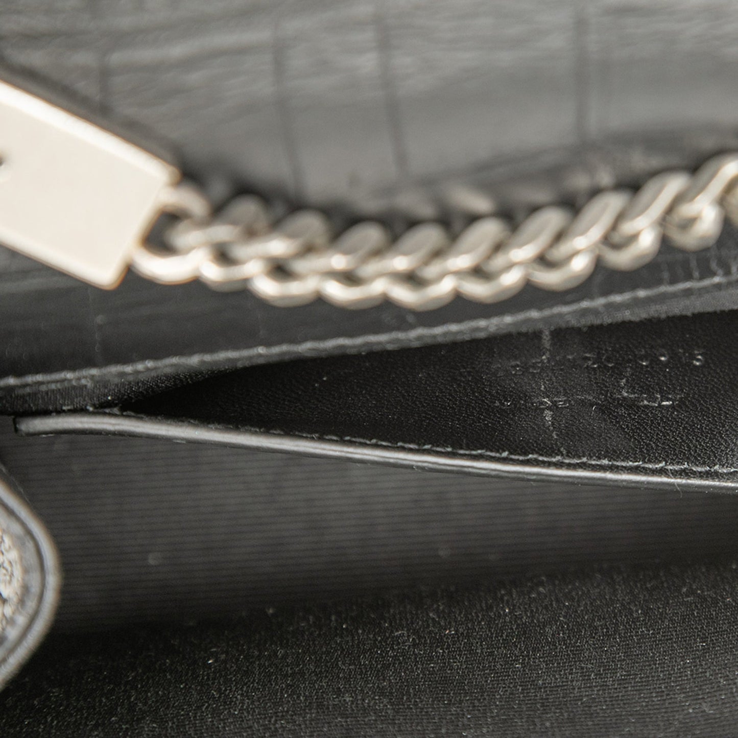Saint Laurent Small Croc Embossed Leather Monogram Kate Tassel Crossbody