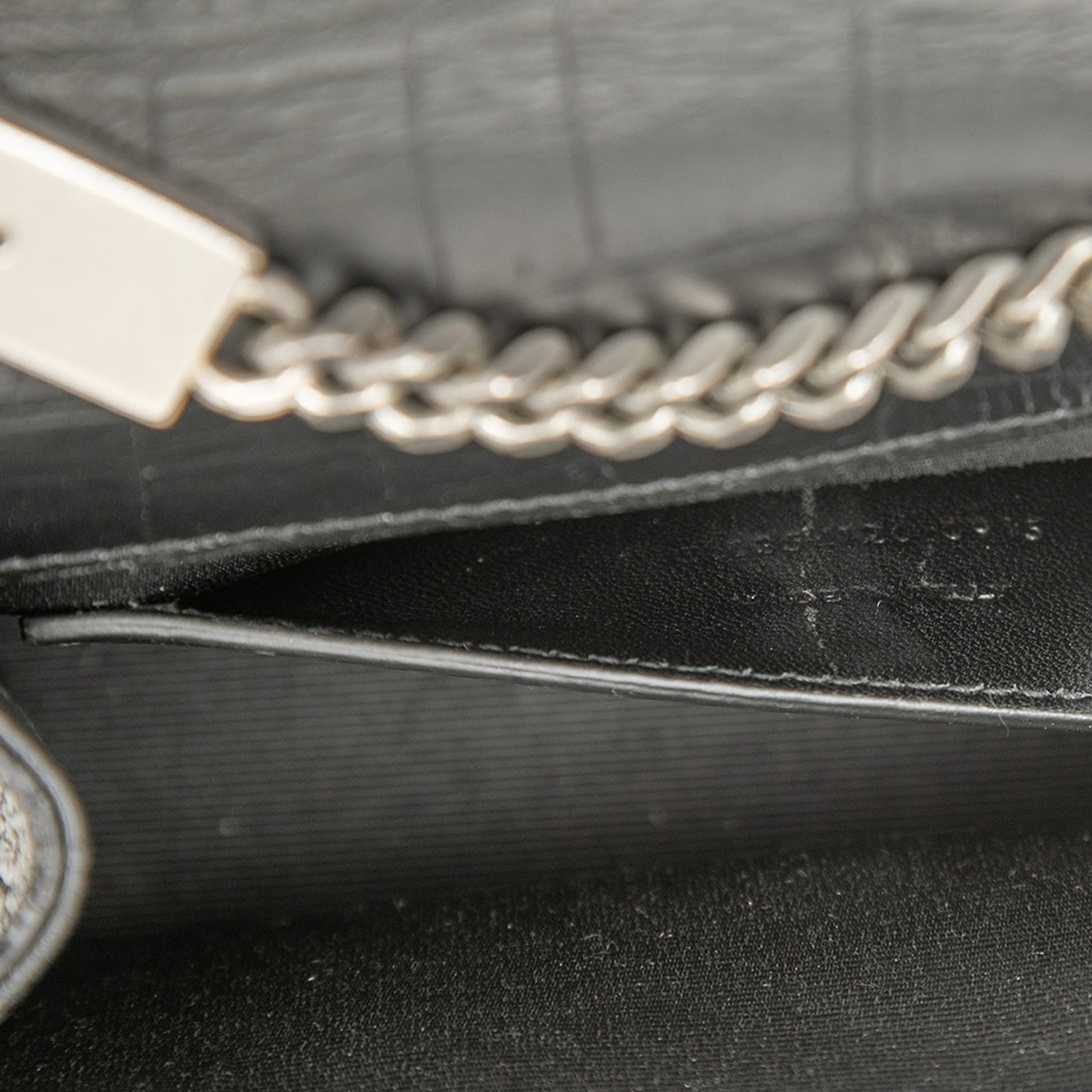 Saint Laurent Small Croc Embossed Leather Monogram Kate Tassel Crossbody