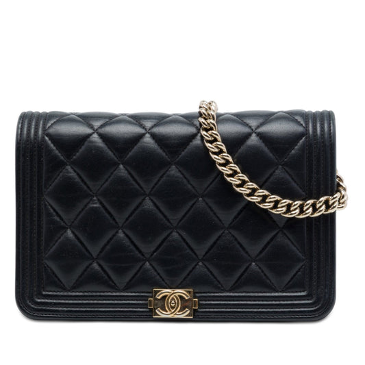 Chanel Quilted Lambskin Boy Wallet On Chain