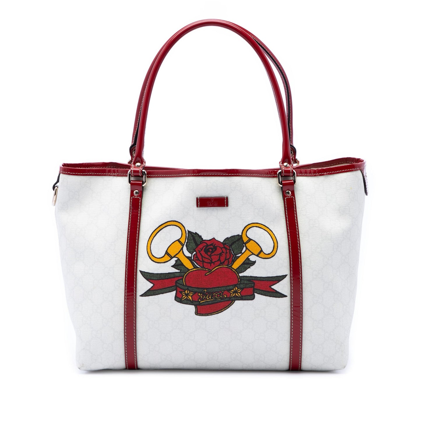 Gucci Medium GG Supreme Tattoo Heart Joy Tote