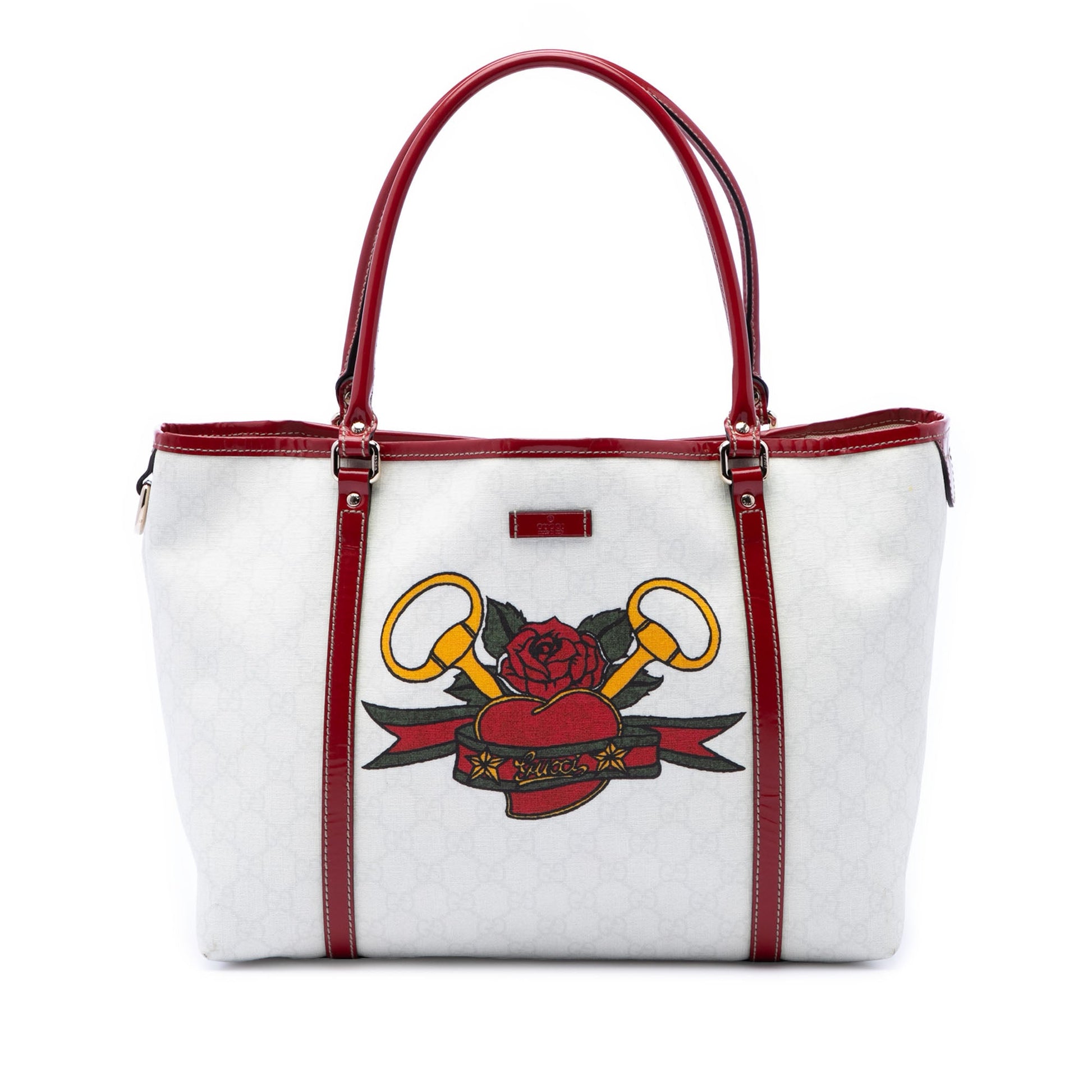 Gucci Medium GG Supreme Tattoo Heart Joy Tote
