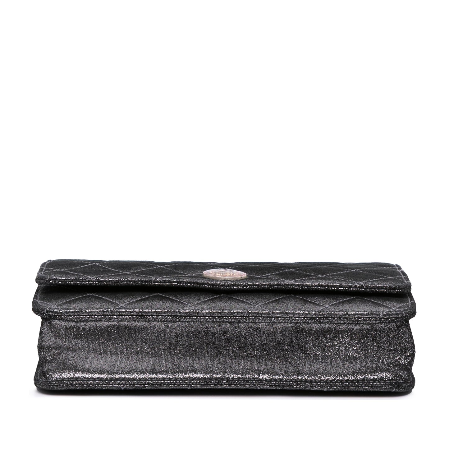 Chanel Quilted Iridescent Lambskin Tartan Button Wallet On Chain