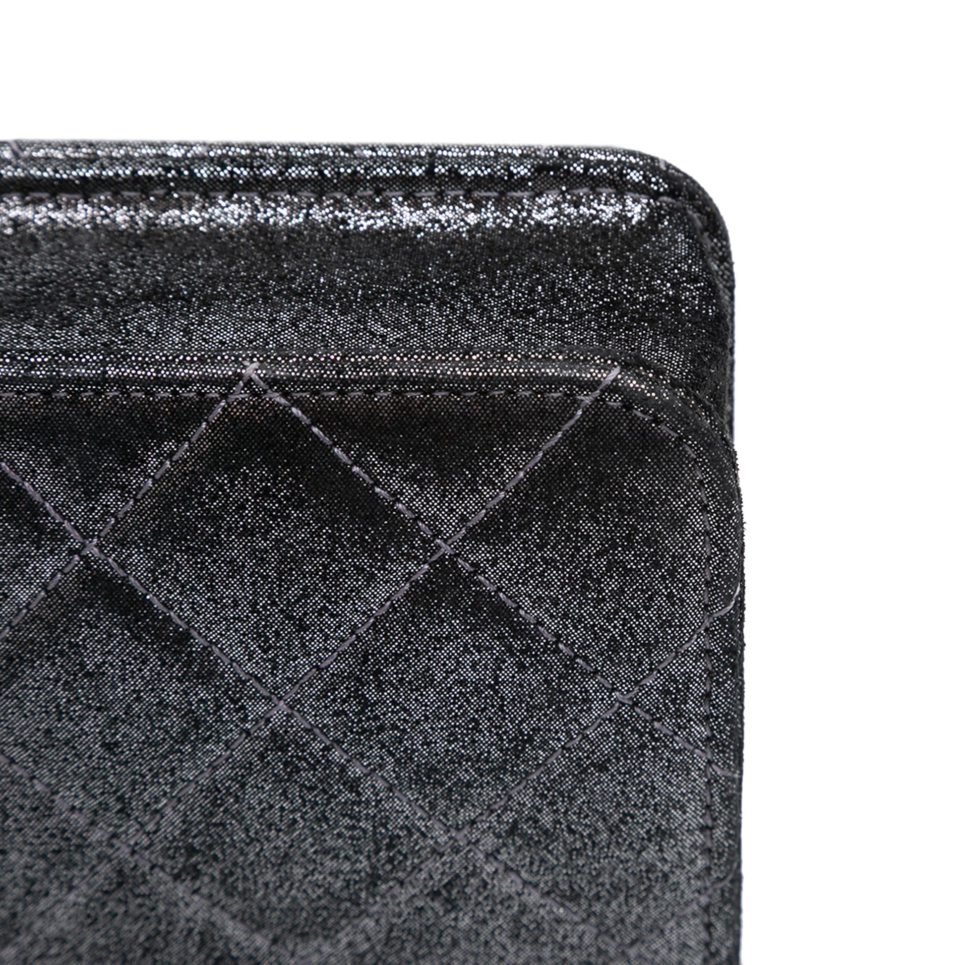 Chanel Quilted Iridescent Lambskin Tartan Button Wallet On Chain