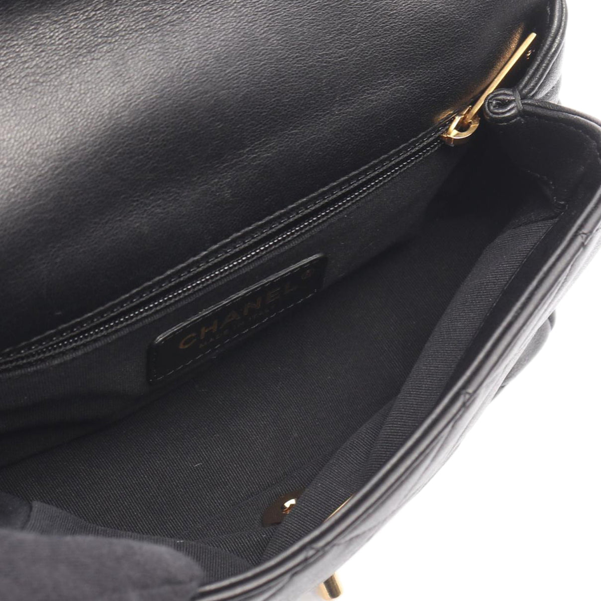 Chanel Quilted Lambskin Oval Logo Chain Top Handle Flap
