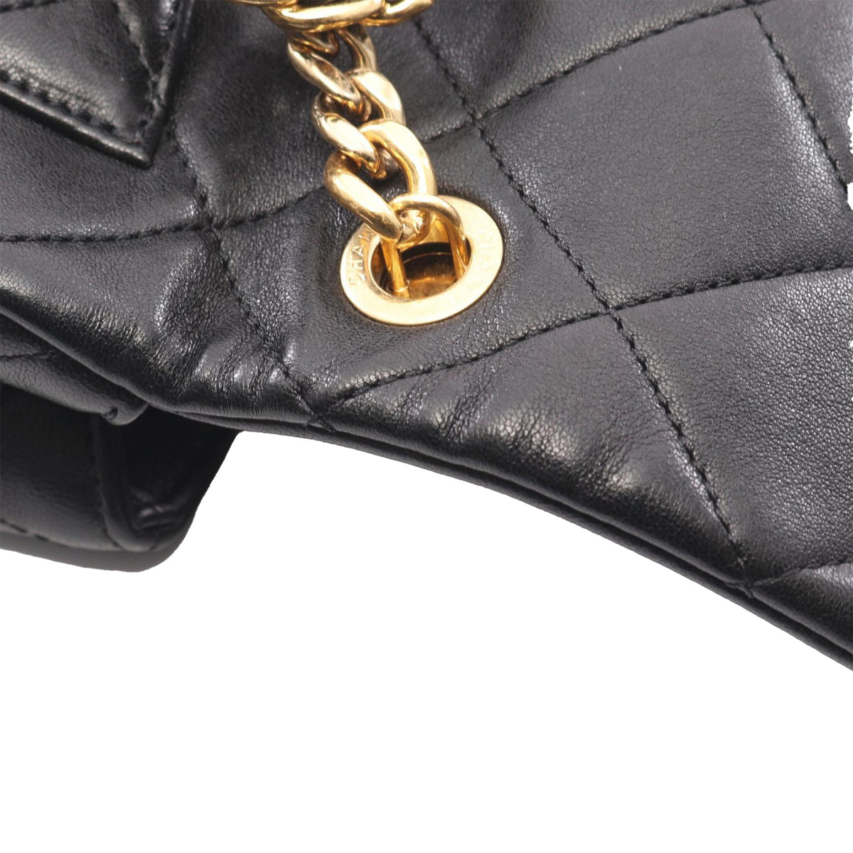 Chanel Quilted Lambskin Oval Logo Chain Top Handle Flap
