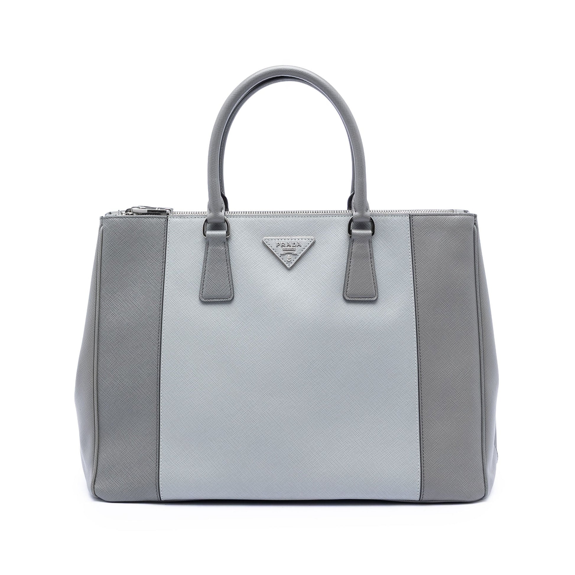 Prada Large Bicolor Saffiano Lux Galleria Double Zip Satchel