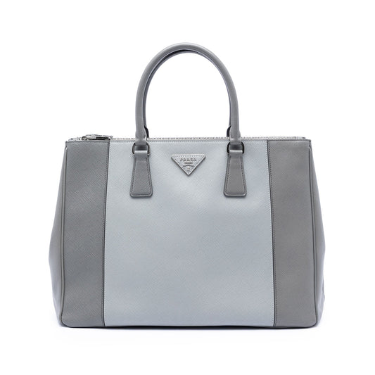 Prada Large Bicolor Saffiano Lux Galleria Double Zip Satchel