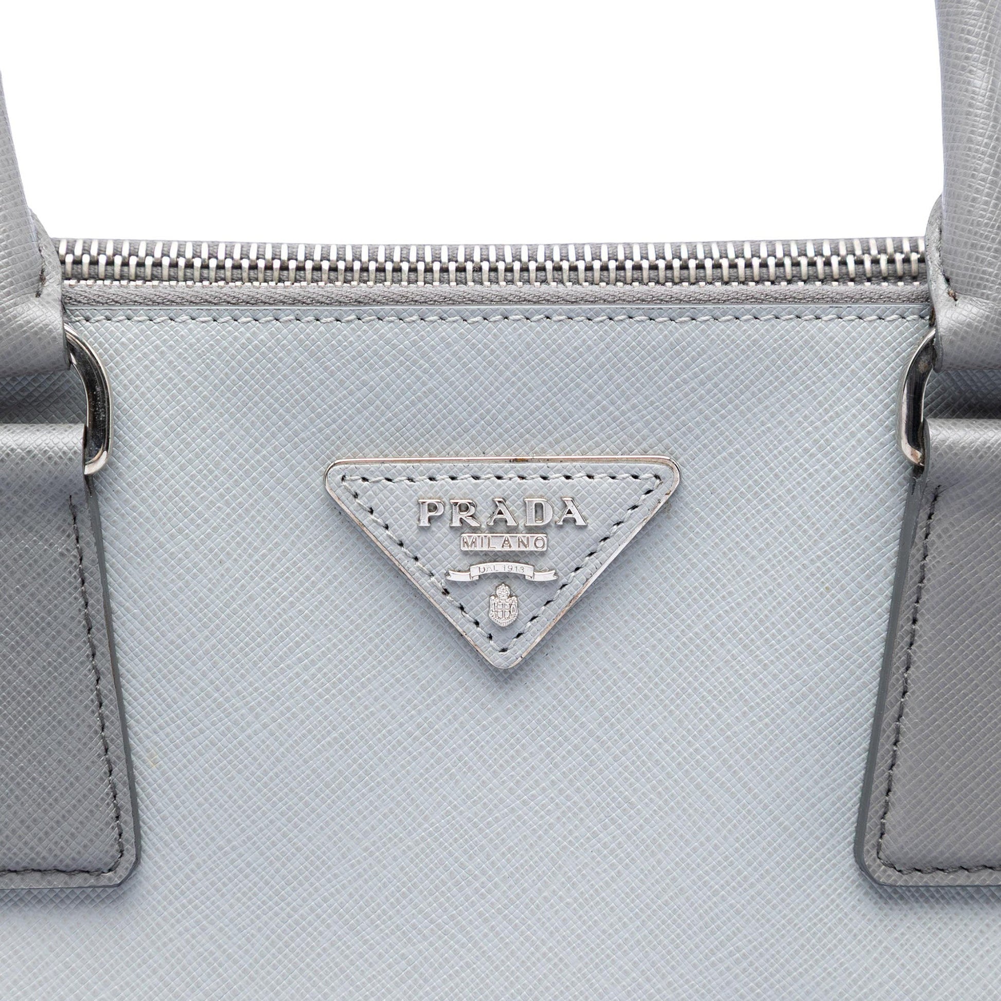Prada Large Bicolor Saffiano Lux Galleria Double Zip Satchel