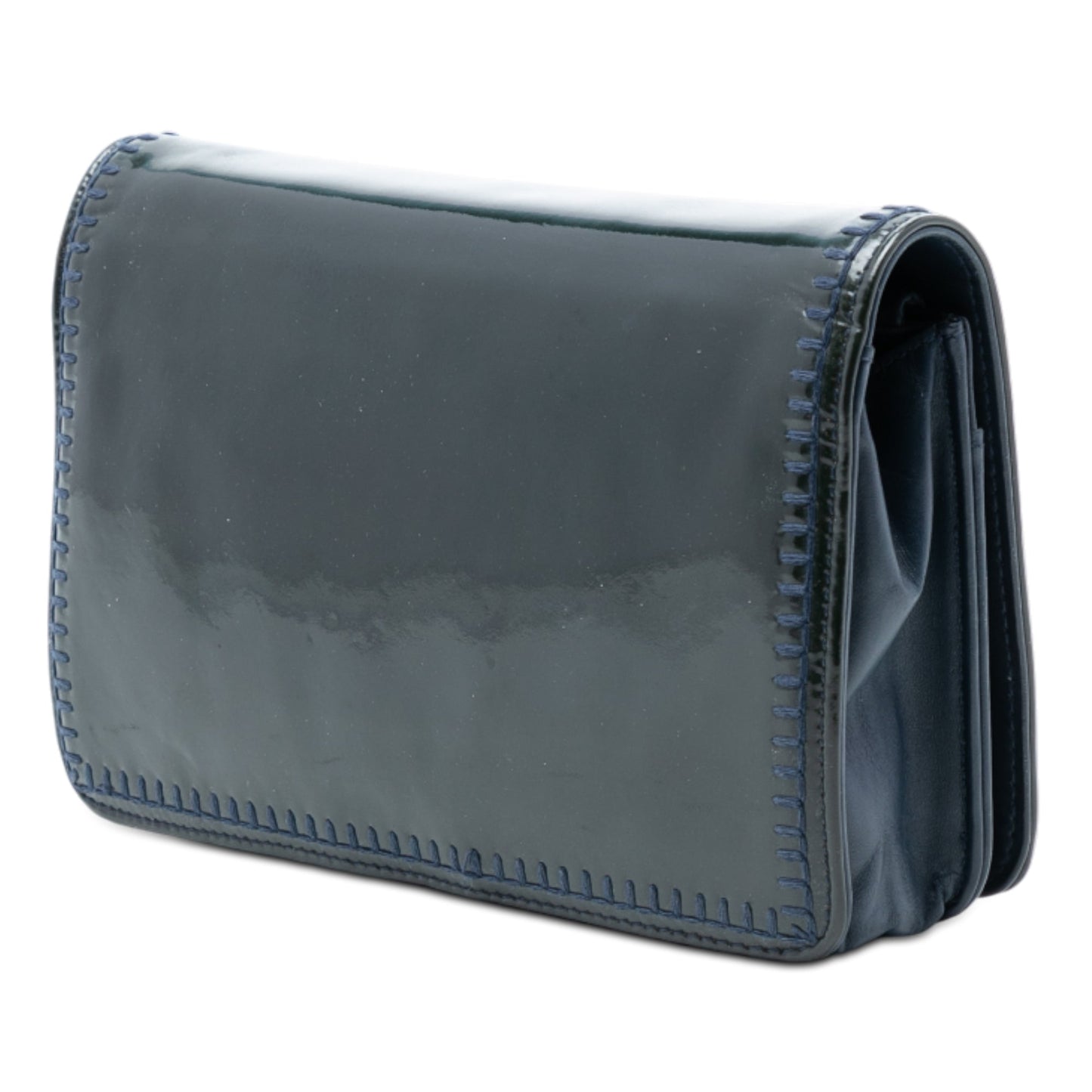 Chanel CC Patent Whipstitch Wallet On Chain