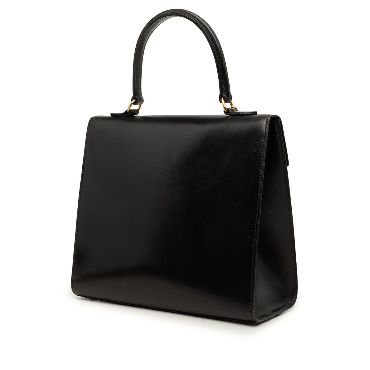 Celine Leather Toggle Clasp Top Handle Bag — Black