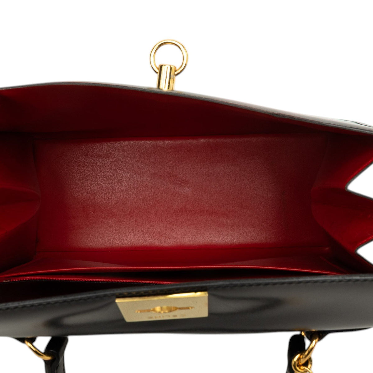 Celine Leather Toggle Clasp Top Handle Bag — Black