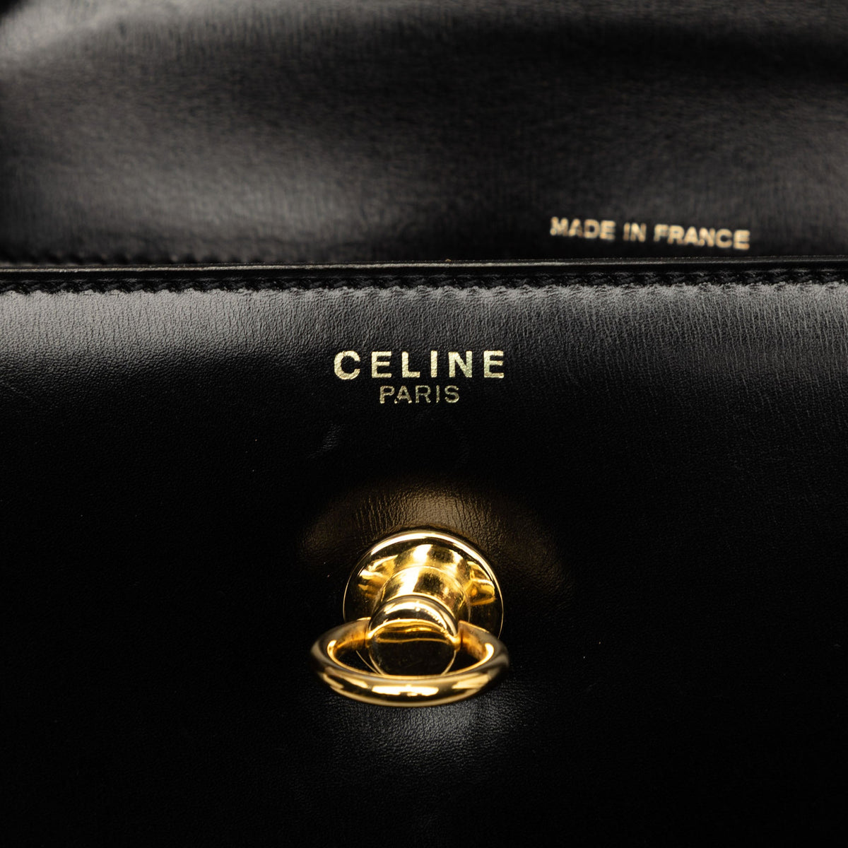 Celine Leather Toggle Clasp Top Handle Bag — Black