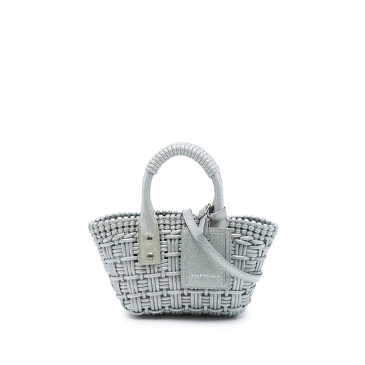 Balenciaga Metallic Faux Leather Bistro Basket Bag XXS
