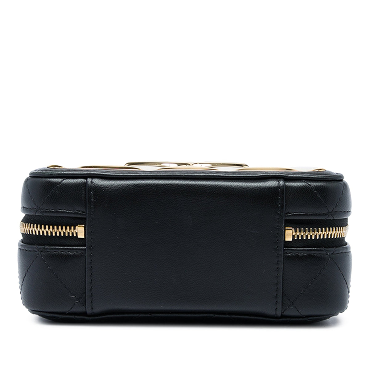 Chanel Mini CC Quilted Lambskin and Golden Plate Vanity Crossbody — Black