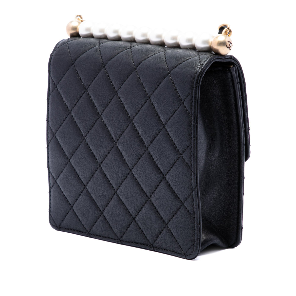 Chanel Small Quilted Lambskin Chic Pearls Flap — Black
