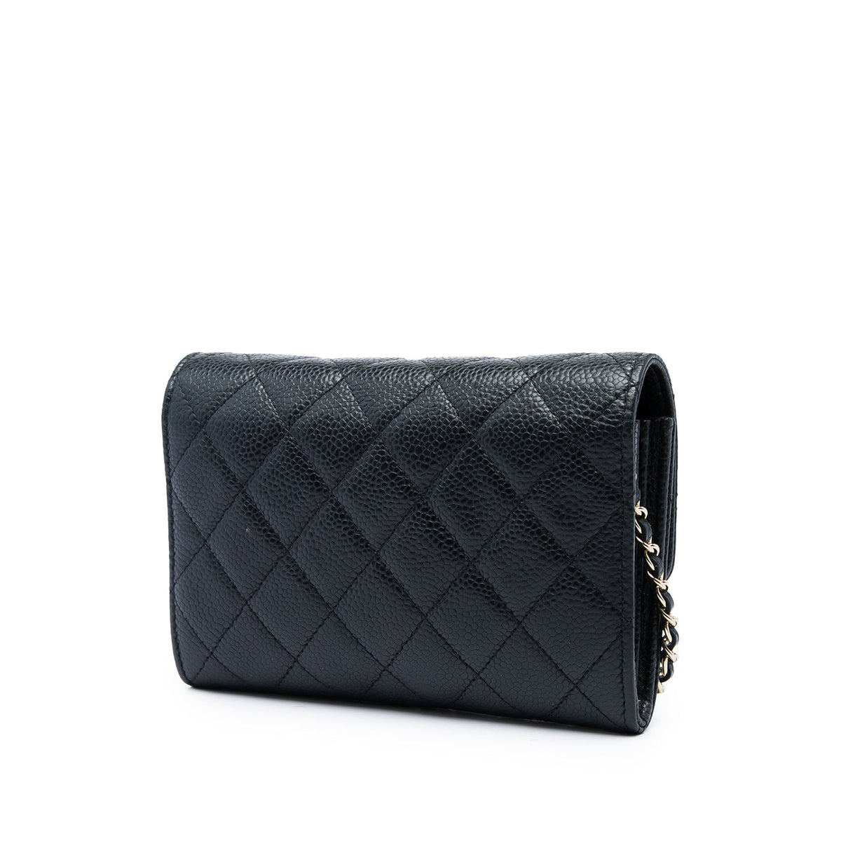 Chanel Mini Classic Caviar Flap Wallet on Chain — Black