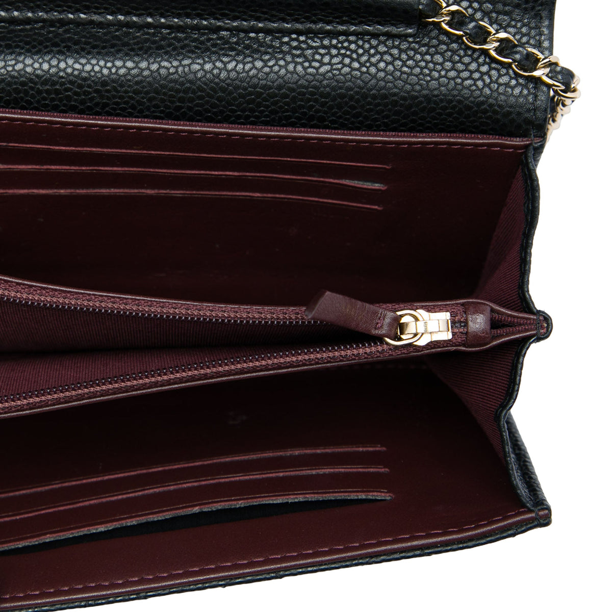 Chanel Mini Classic Caviar Flap Wallet on Chain — Black