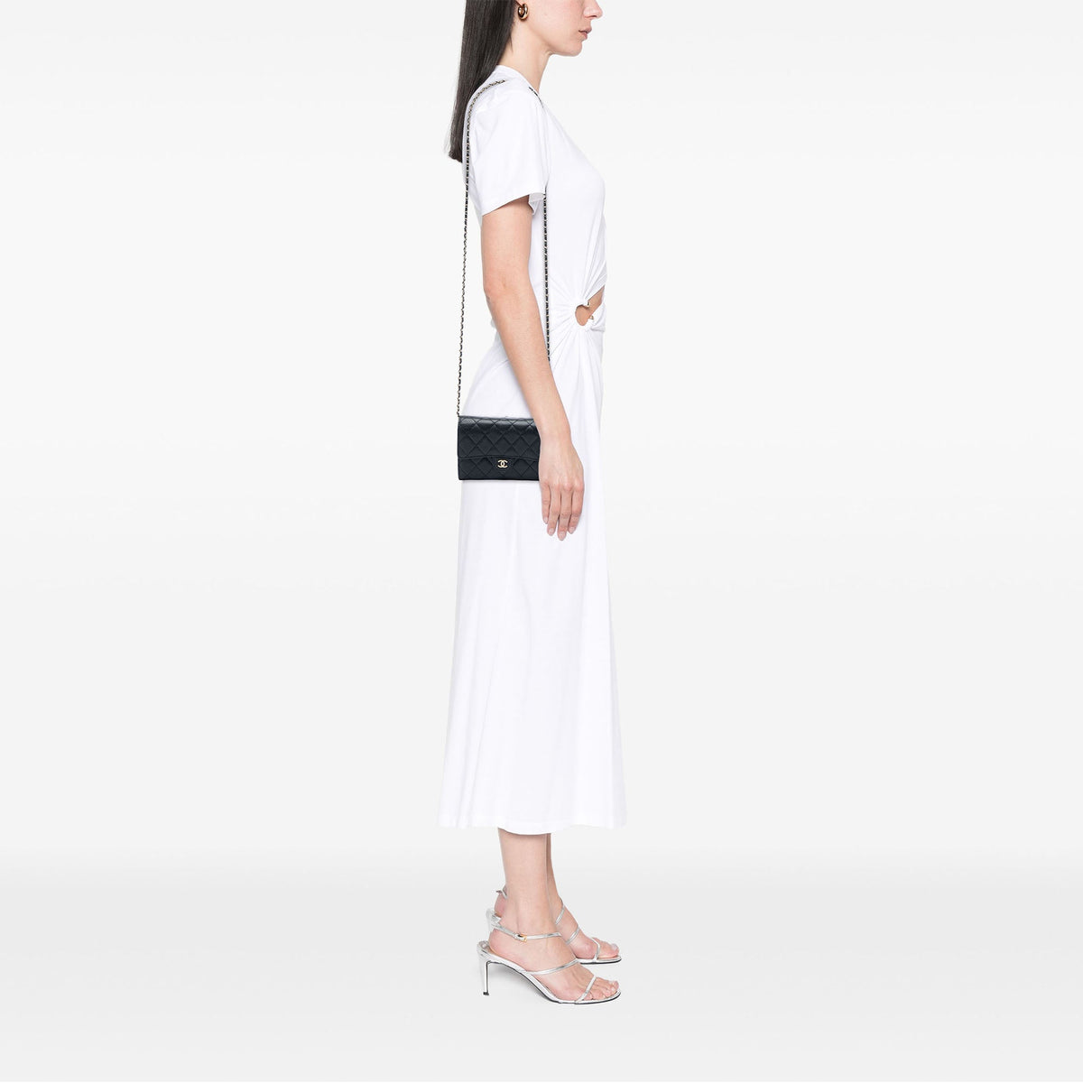 Chanel Mini Classic Caviar Flap Wallet on Chain — Black