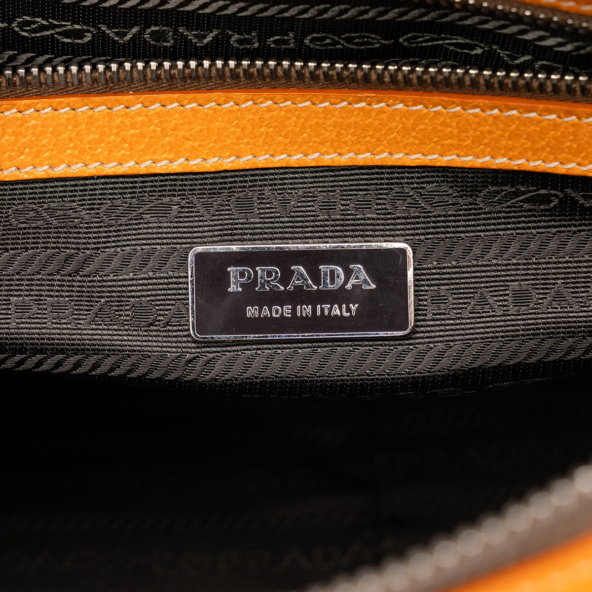 Prada Leather Trimmed Canvas Canapa Bauletto Bag — Brown