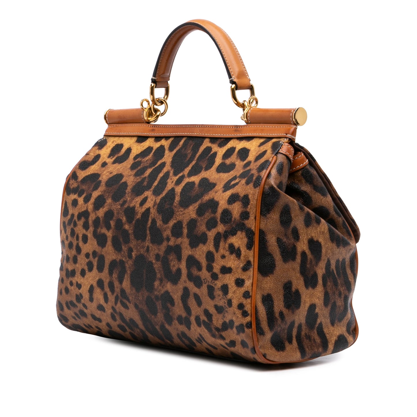 Dolce & Gabbana Large Leopard Print Coated Canvas Miss Sicily Satchel