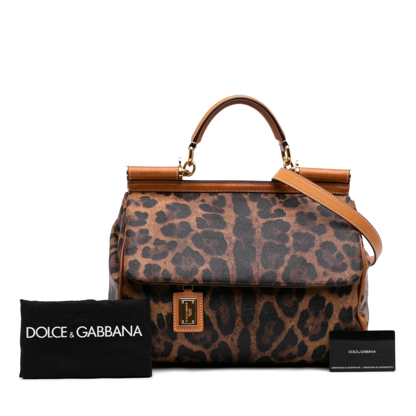 Dolce & Gabbana Large Leopard Print Coated Canvas Miss Sicily Satchel