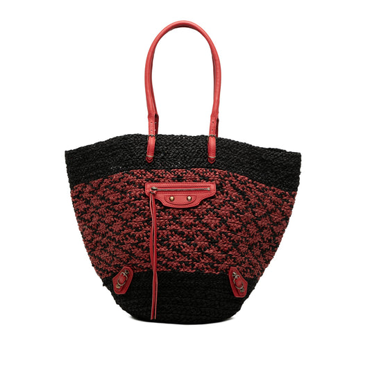 Balenciaga Raffia Motocross Classic Panier Basket Tote