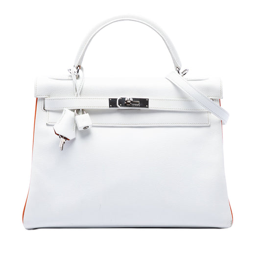 Hermès Bicolor Epsom Kelly II Retourne 32 — White
