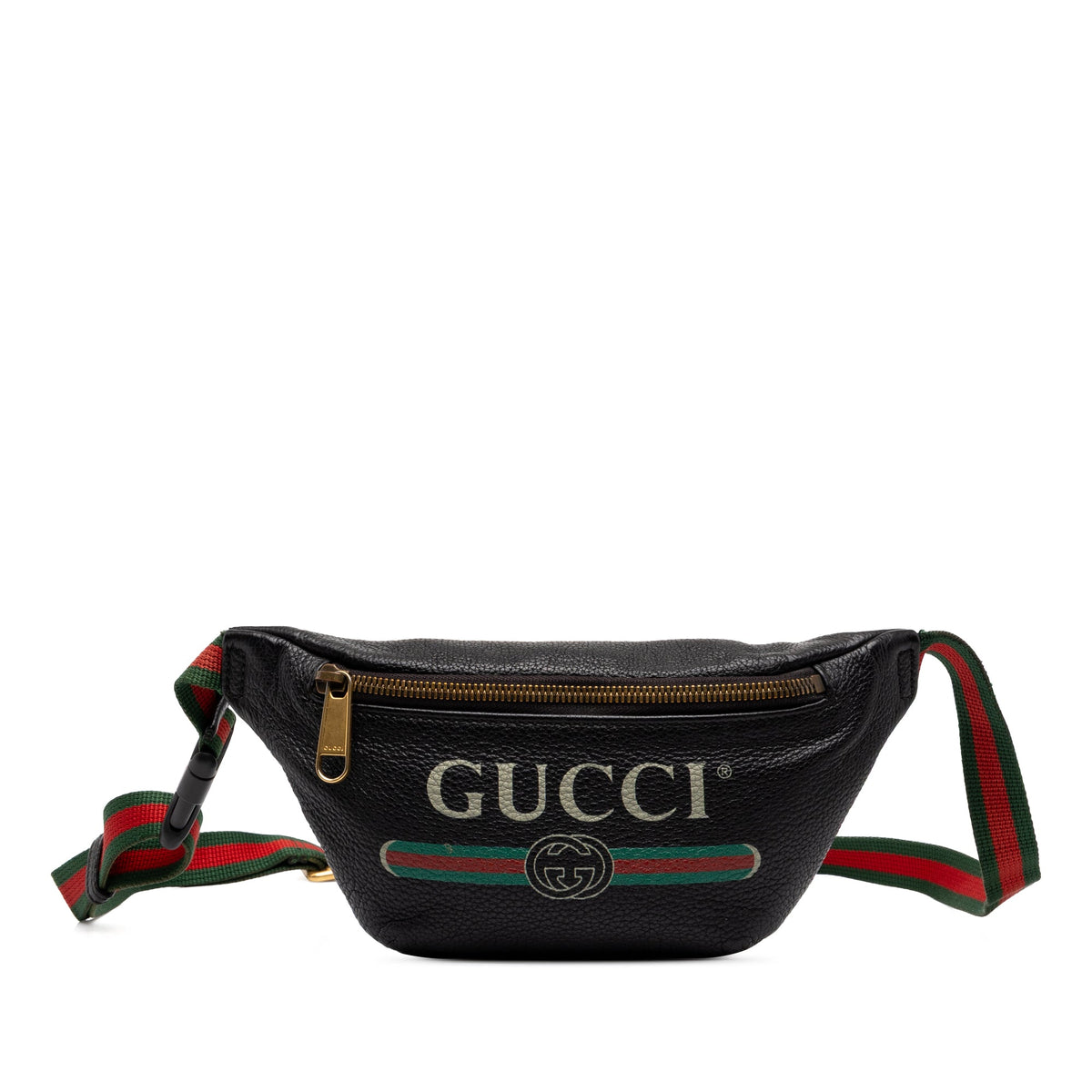 Gucci Small Grained Calfskin Web Logo Belt Bag