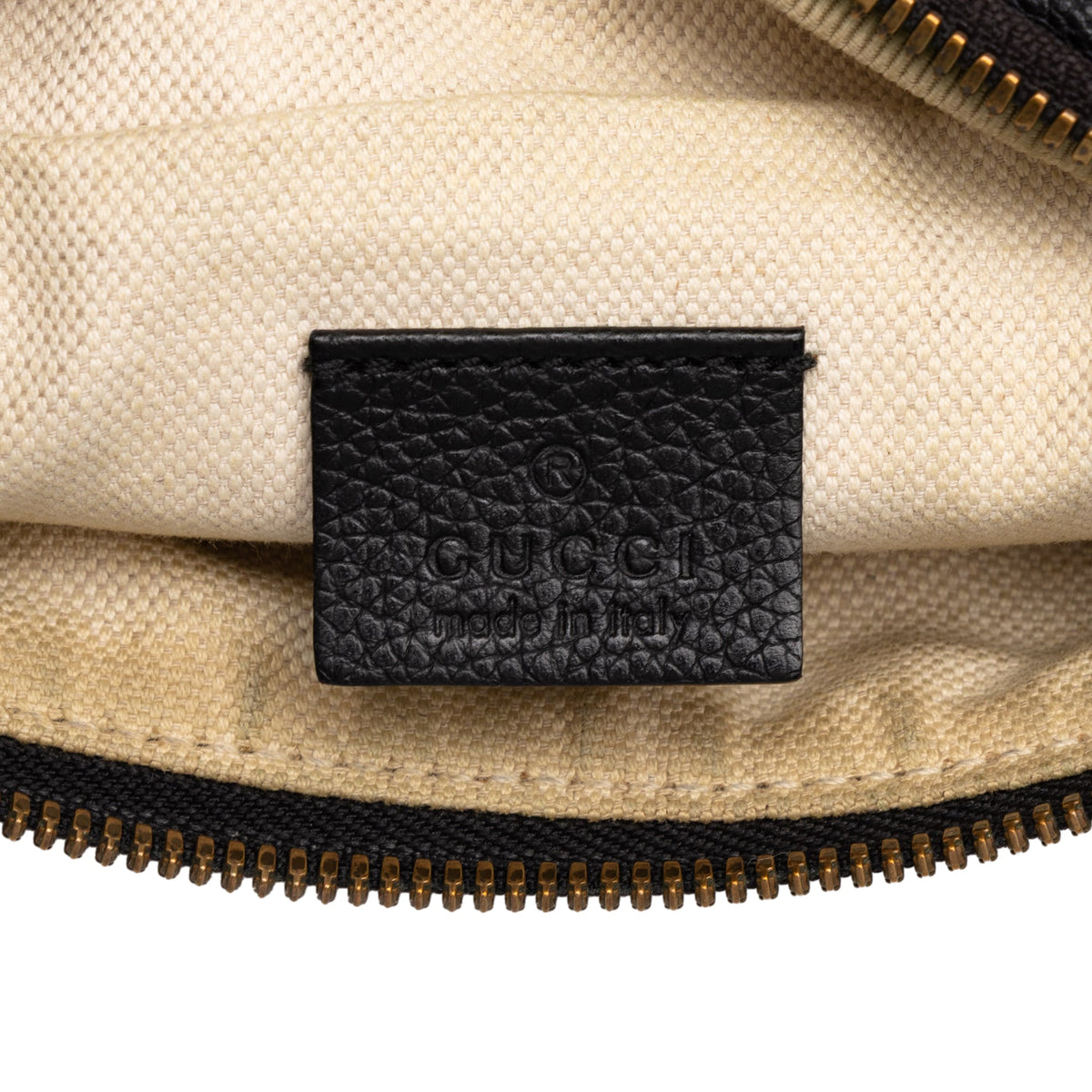 Gucci Small Grained Calfskin Web Logo Belt Bag