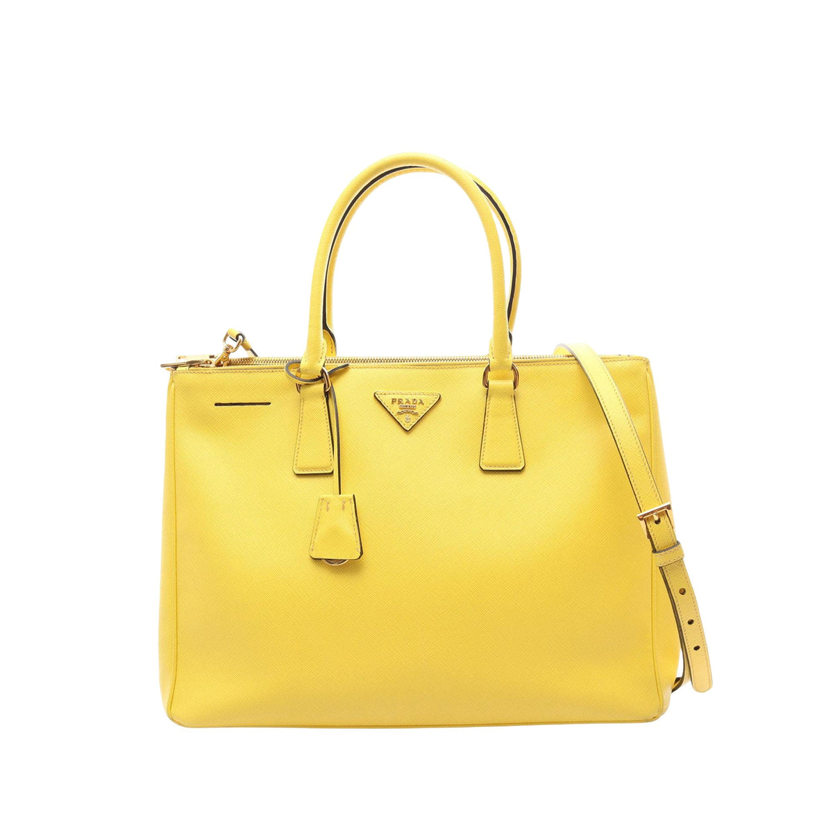 Prada Medium Saffiano Lux Galleria Double Zip Satchel — Yellow