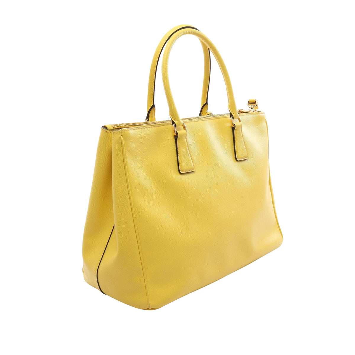 Prada Medium Saffiano Lux Galleria Double Zip Satchel — Yellow