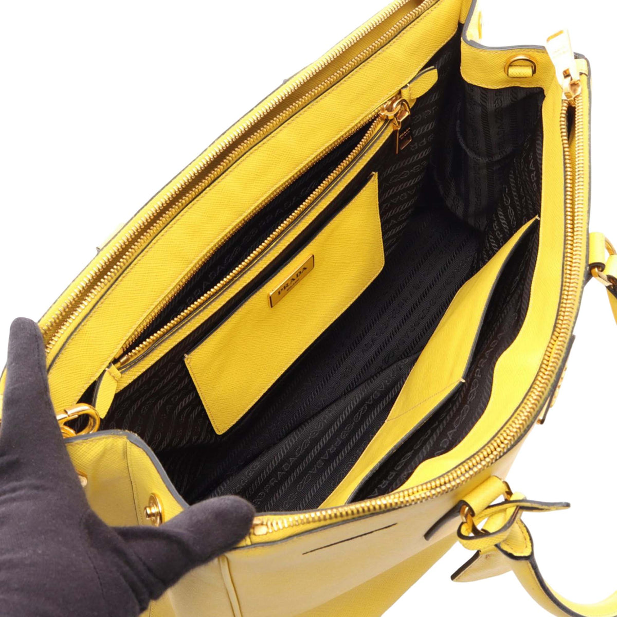 Prada Medium Saffiano Lux Galleria Double Zip Satchel — Yellow