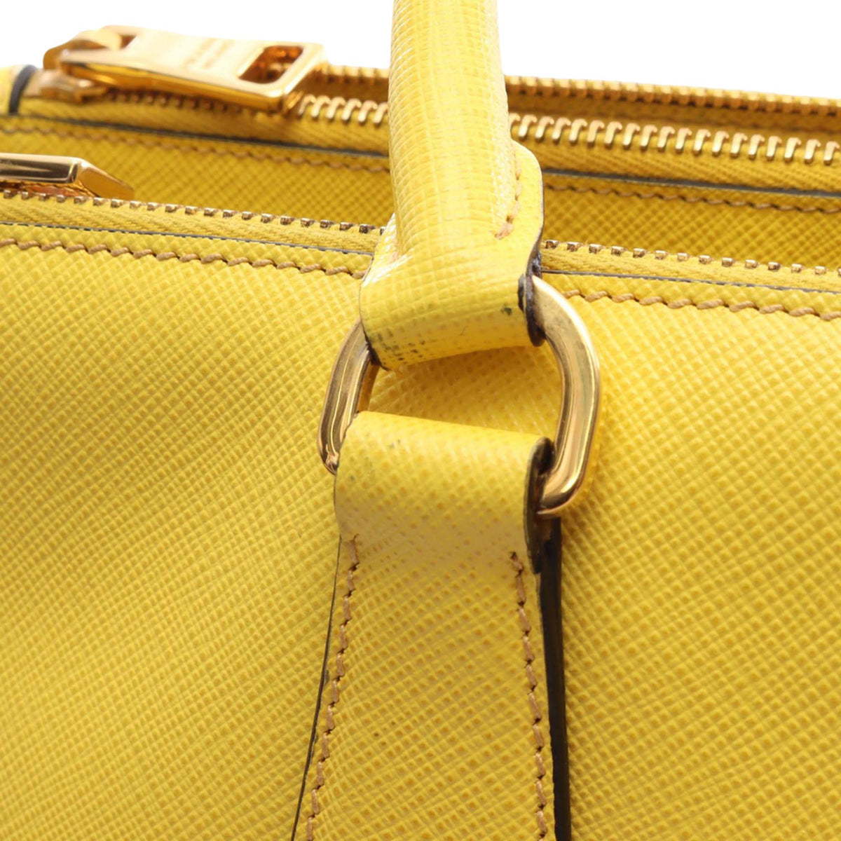 Prada Medium Saffiano Lux Galleria Double Zip Satchel — Yellow