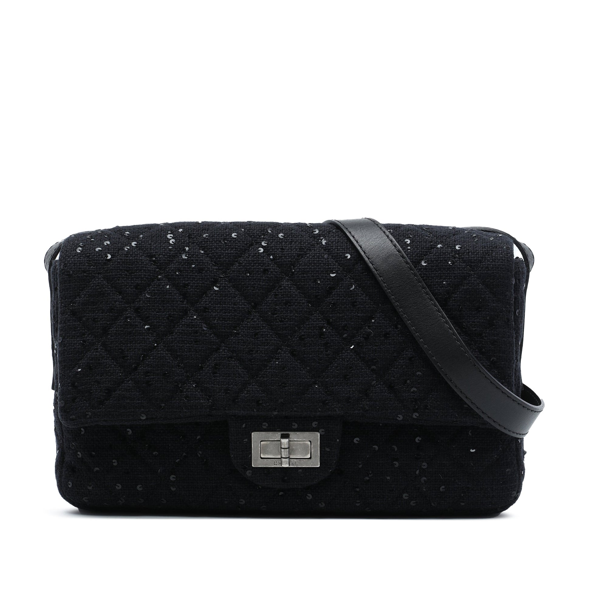 Chanel Jumbo Sequin Embellished Quilted Tweed Reissue 2.55 Messenger Flap