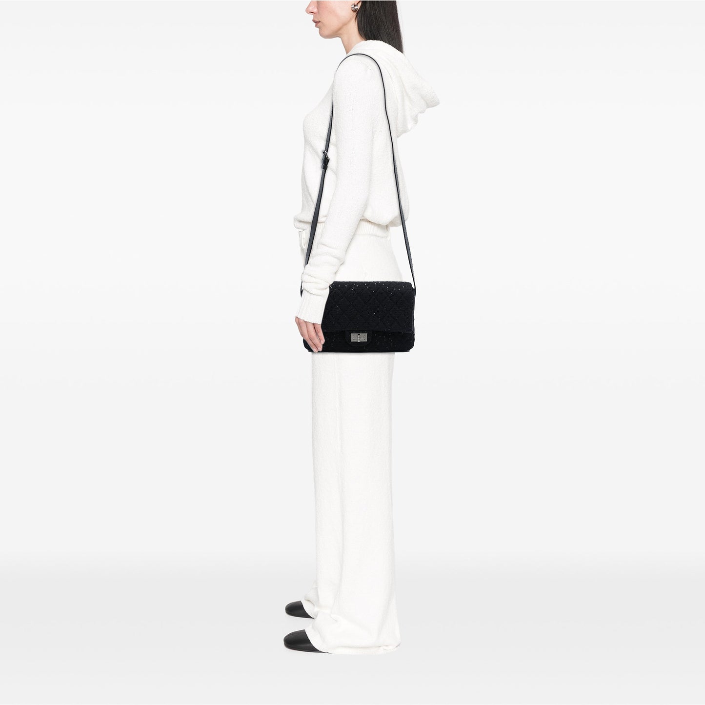 Chanel Jumbo Sequin Embellished Quilted Tweed Reissue 2.55 Messenger Flap