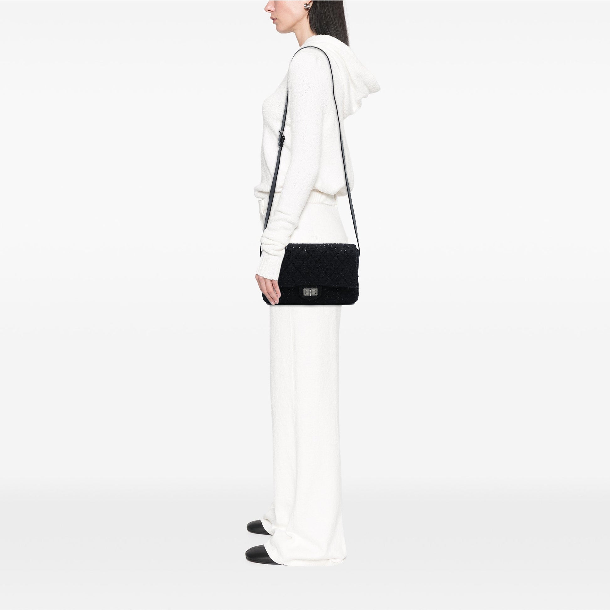 Chanel Jumbo Sequin Embellished Quilted Tweed Reissue 2.55 Messenger Flap