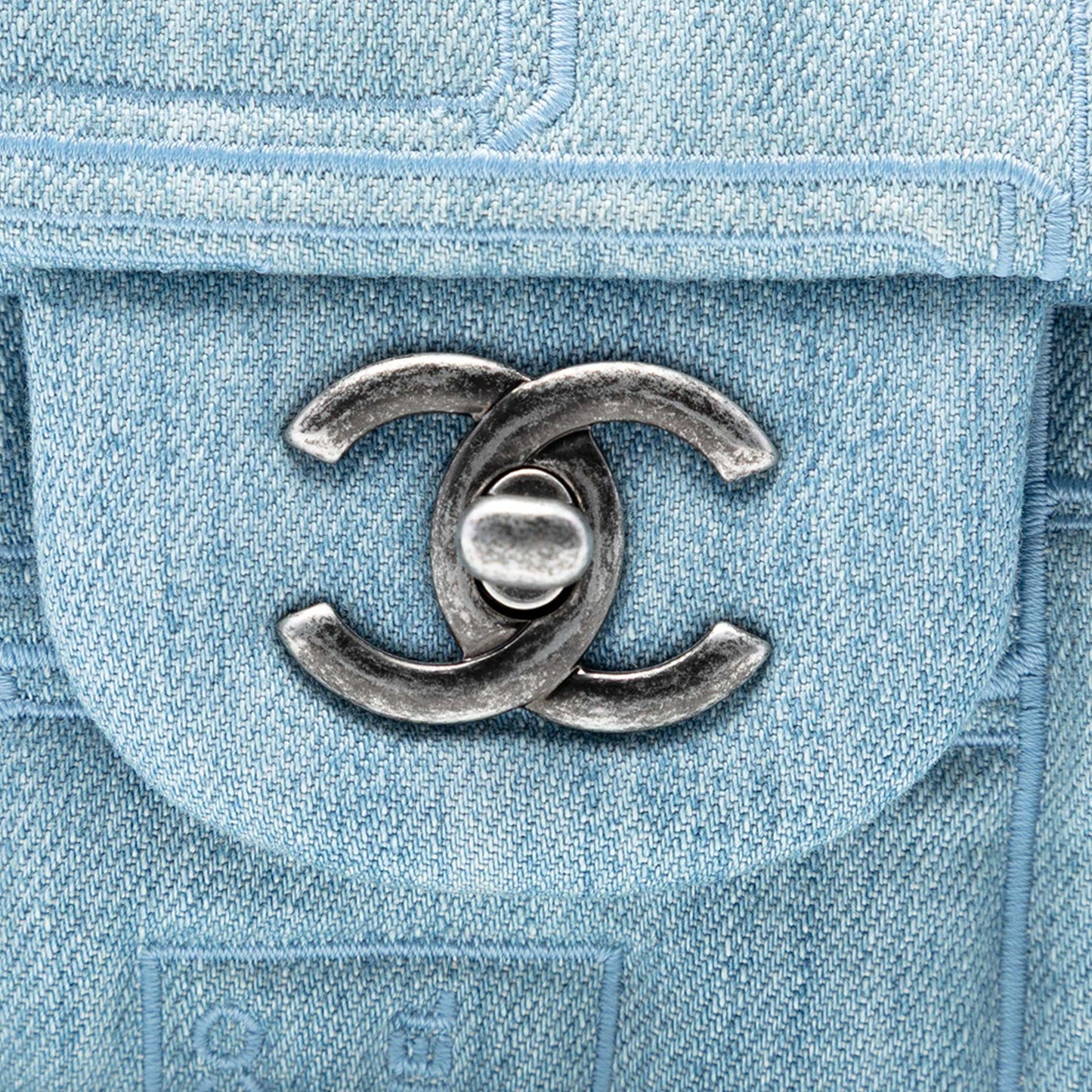 Chanel Medium Embroidered Denim Perfume Bottle Single Flap
