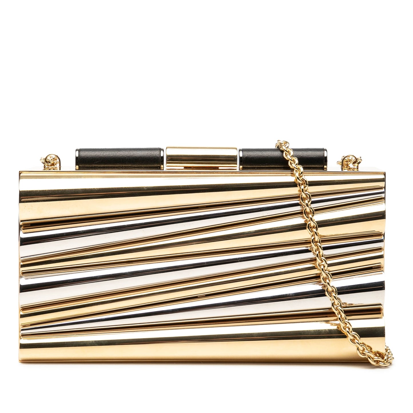 Sara Battaglia Metal Sinila Clutch on Chain