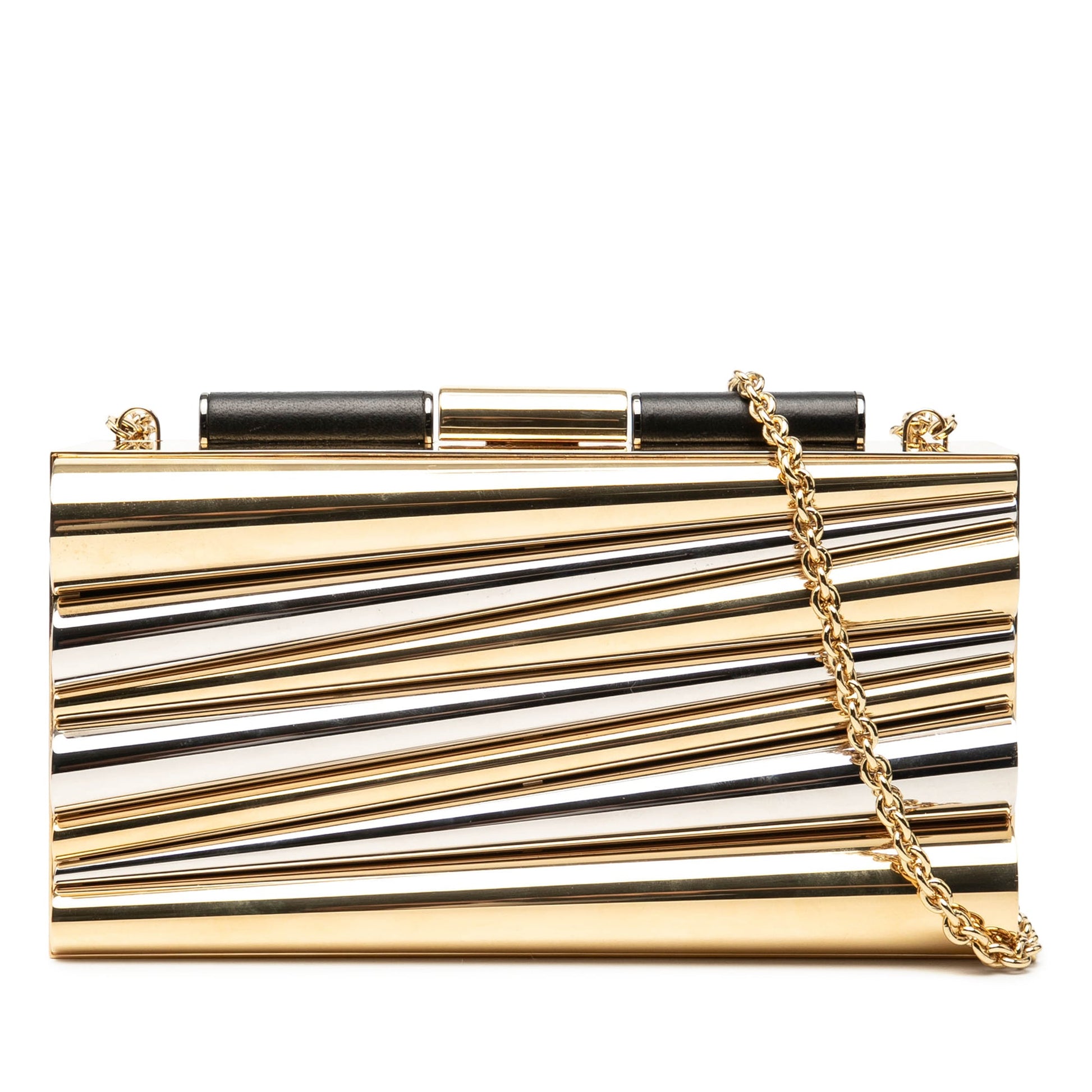 Sara Battaglia Metal Sinila Clutch on Chain