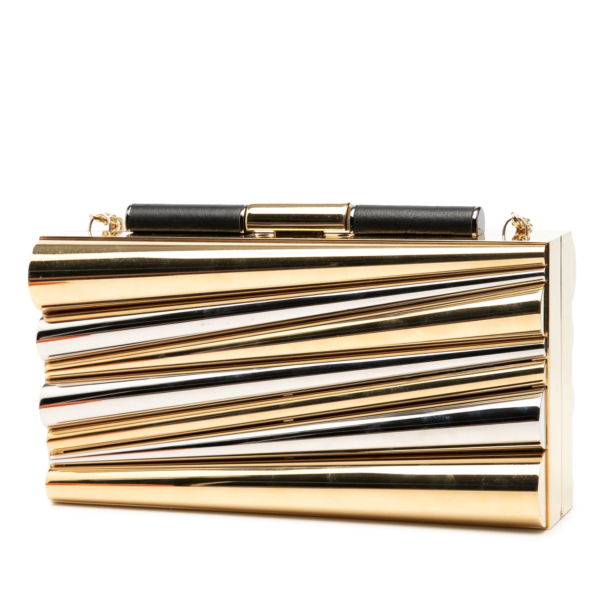 Sara Battaglia Metal Sinila Clutch on Chain