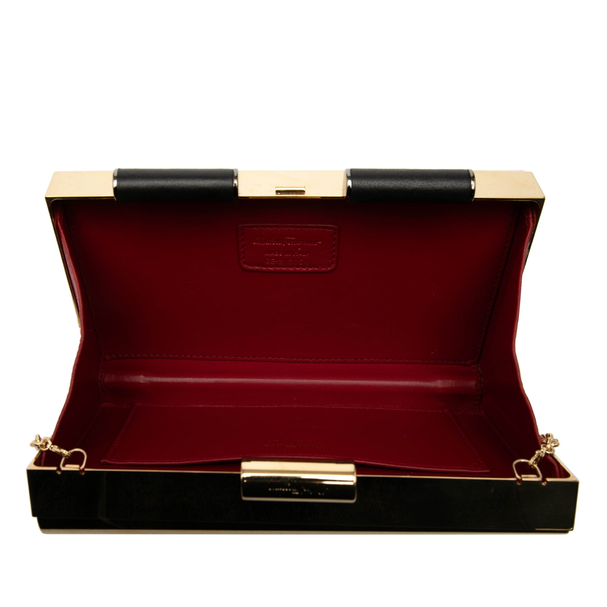Sara Battaglia Metal Sinila Clutch on Chain