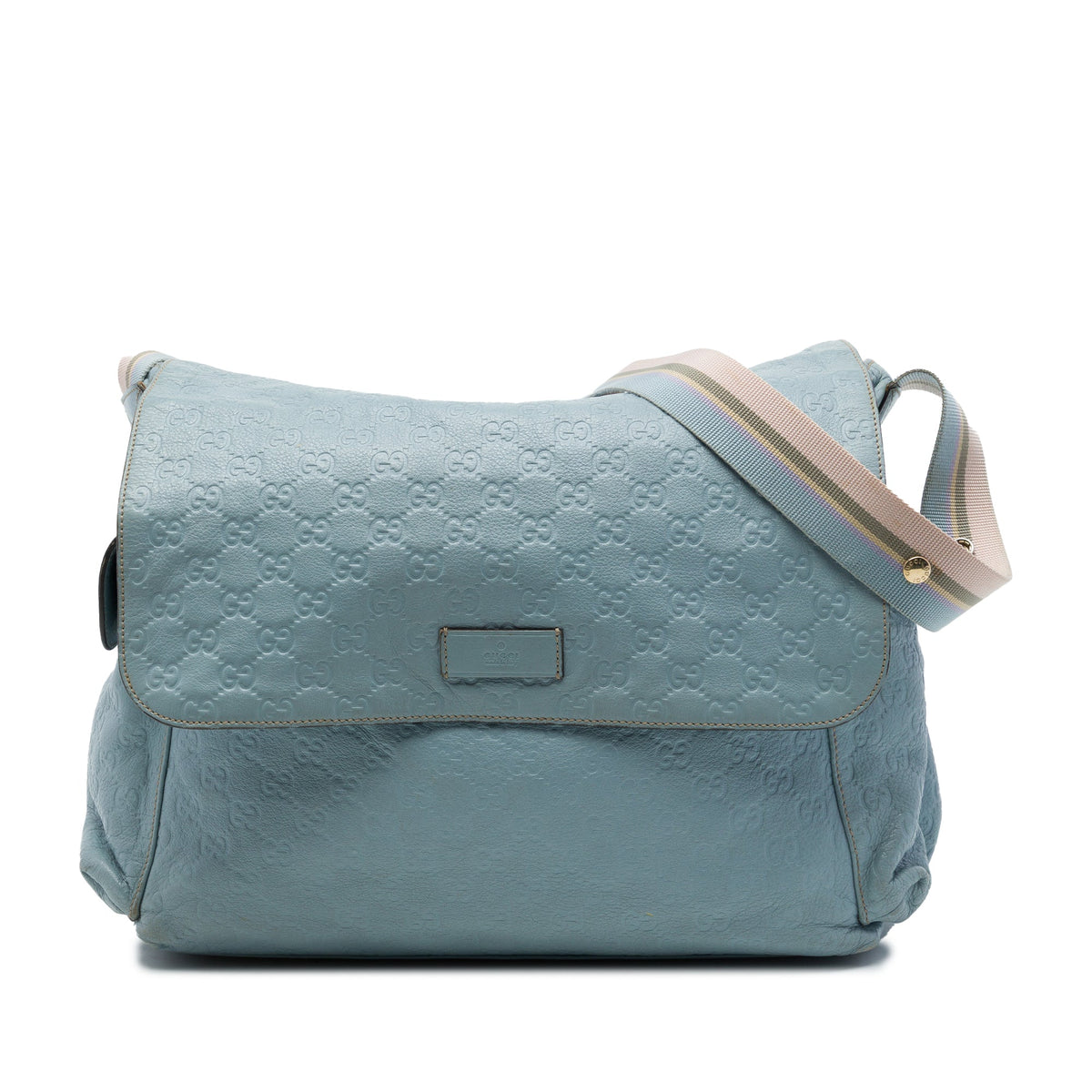 Gucci Guccissima Web Flap Diaper Bag — Blue