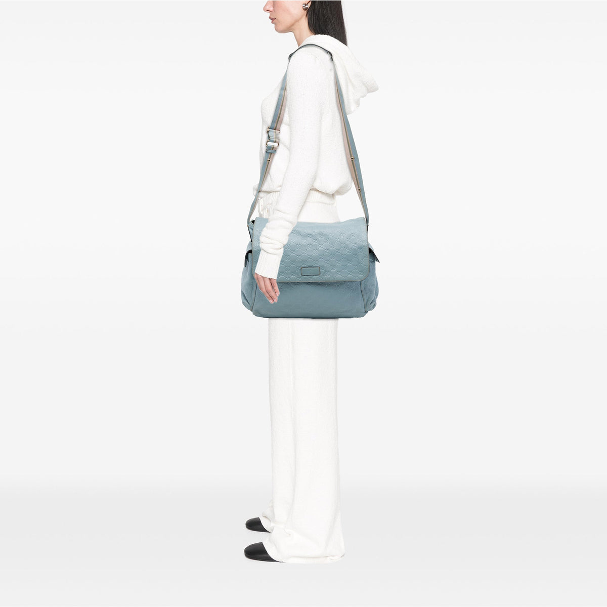 Gucci Guccissima Web Flap Diaper Bag — Blue