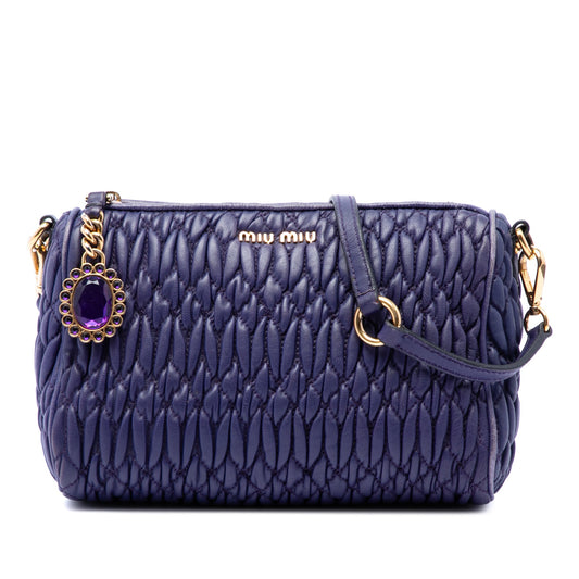 Miu Miu Matelasse Nappa Crystal Charm Shoulder Bag