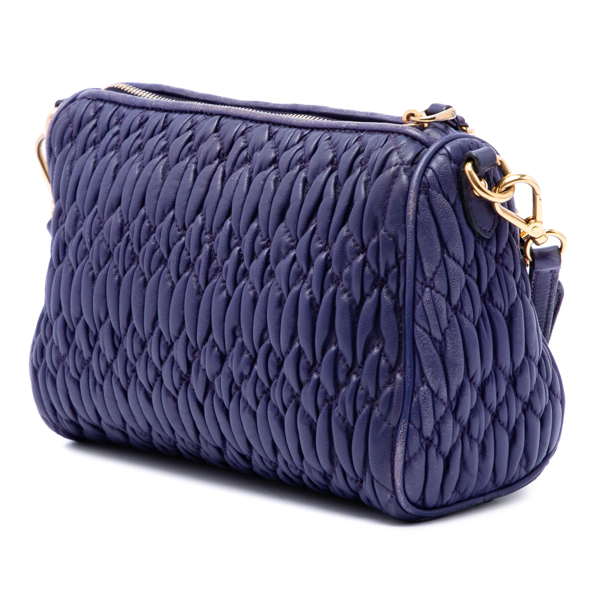 Miu Miu Matelasse Nappa Crystal Charm Shoulder Bag