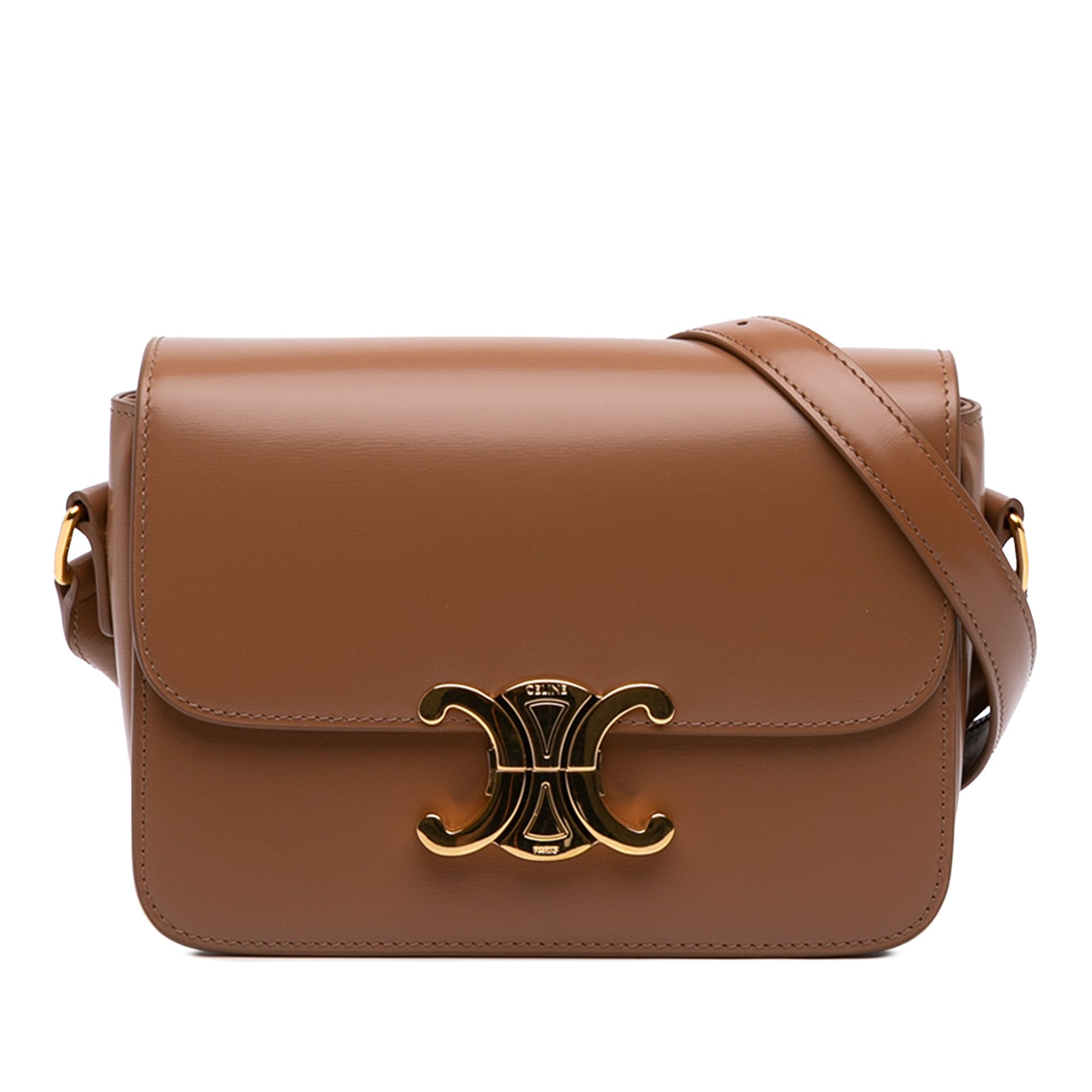 Celine Teen Shiny Calfskin Triomphe Crossbody