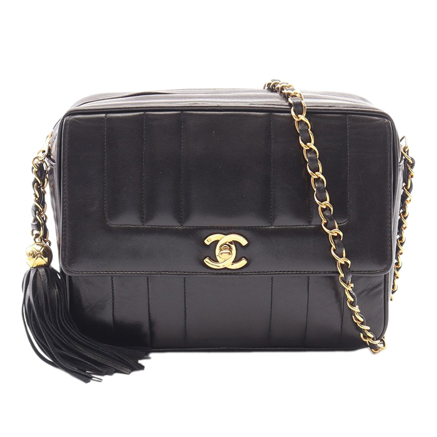 Chanel CC Vertical Quilted Lambskin Tassel Flap Camera Bag
